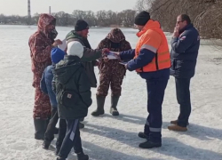Липецкие школьники едва не провалились под лед на реке Воронеж